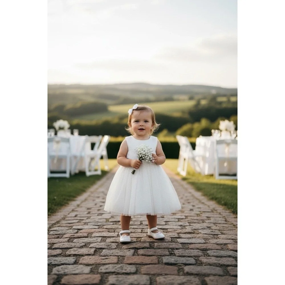 Nanette Baby Silver White Girls Dress Size 18‎ Months 18m Formal Summer Wedding